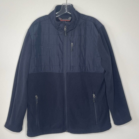 Free Country Men's Small Full Zip Fleece Jacket Navy Blue Coat Polyester 34-36 - Picture 1 of 5